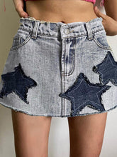 Vintage Star Patch Denim Mini Skirts